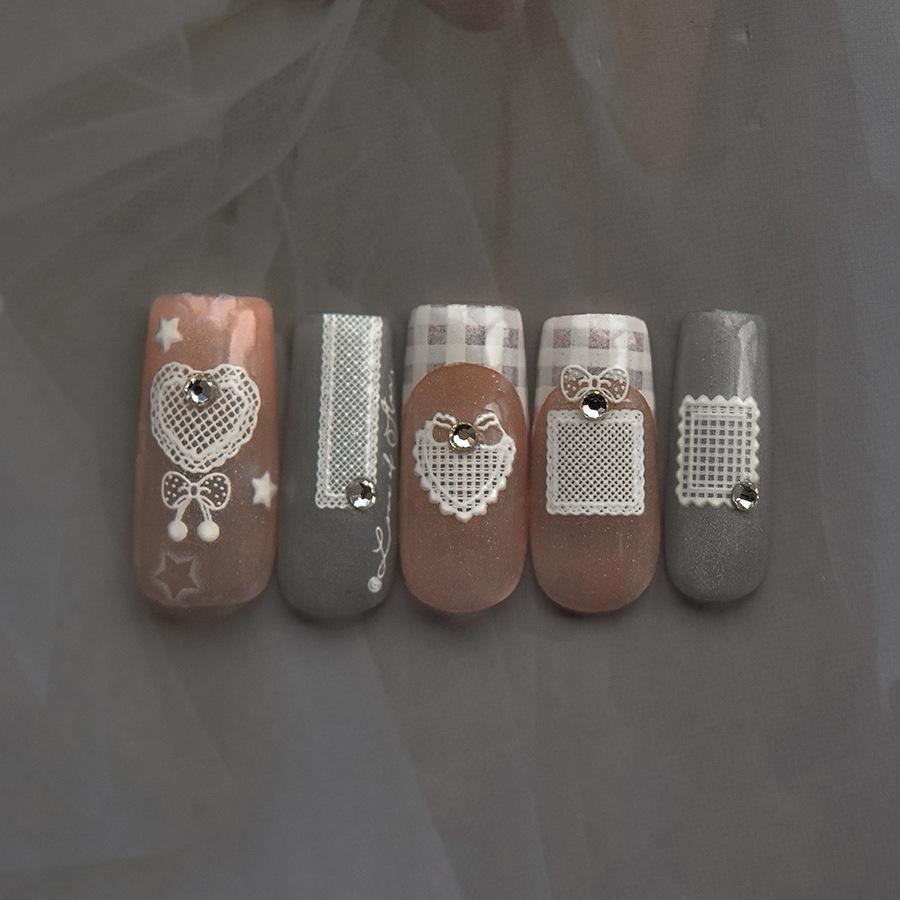 Bright Crystal Lace Love Nail Art Sticker DIY Making Creative Decorative Stickers