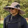 Men Sun Hat with Dual Power Supply Fan Design Three-Speed Wind Adjustable Wide Brim Fishing Hat Fishing Hiking Hat
