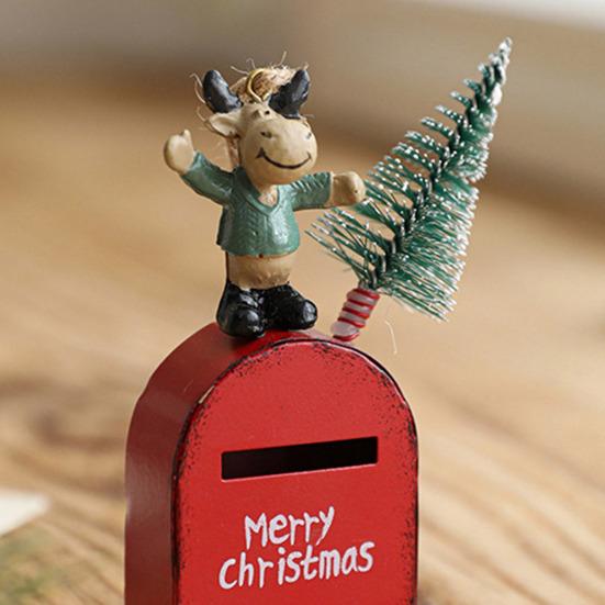 Santa Claus Mailbox Christmas Tree Ornaments Wrought Iron Painted Mailbox Pendant Vintage Post Box Hanging Decoration