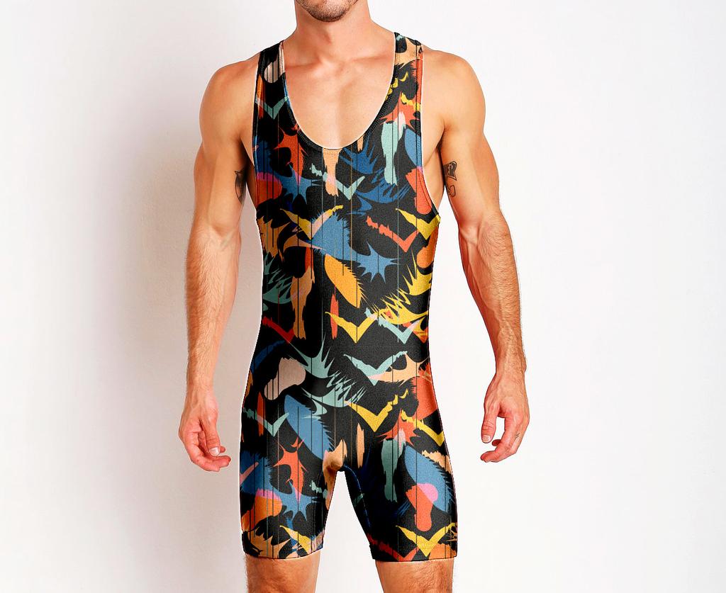 Wrestling suit Wrestling suit One-piece swimsuit Men's gym suit Sportswear Sweat-absorbing light weight training suit