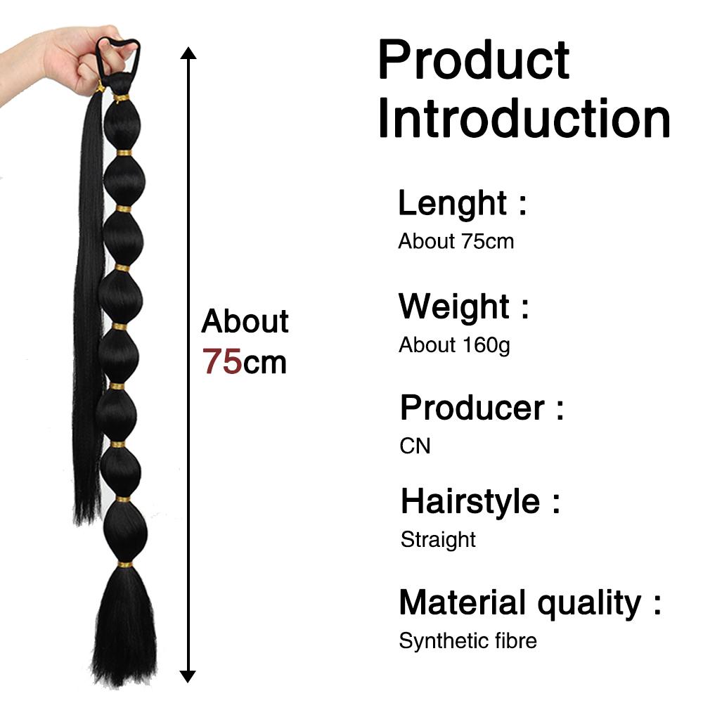 Synthetic Long Bubble Ponytail Extensions Soft and Elastic Puff Ponytail Wrap Around Hair Tie Straight Ponytail For Women Daily Use
