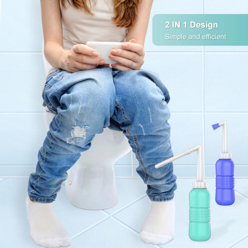 2x Дорожное биде ручное с угловой насадкой, биде-спрей, портативный душ для ягодиц, устройство для омывания интимных зон, ручной нажимной смыв