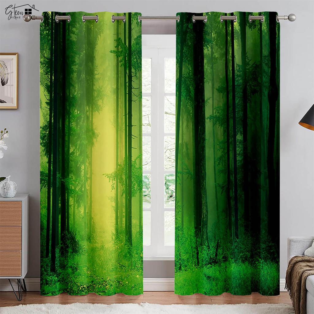 Высококачественные шторы с 3D-печатью из растений, кедровые кленовые листья, свежие и натуральные, скандинавские пасторальные, затемняющие, теплоизоляционные шторы