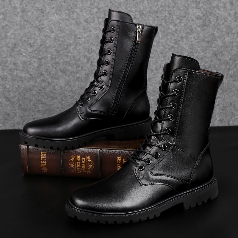Fashion Men Leather Boots Comfy Men Plush Boots Casual Buckle Ankle Boots Men Waterproof Snow Boots Winter Shoes ZapatosBuckle Size35-52