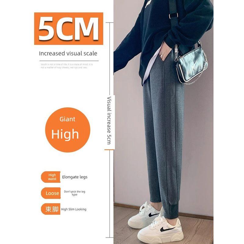Spring & Fall Thin Loose Cropped High Waist Style In Gray Sports Pants