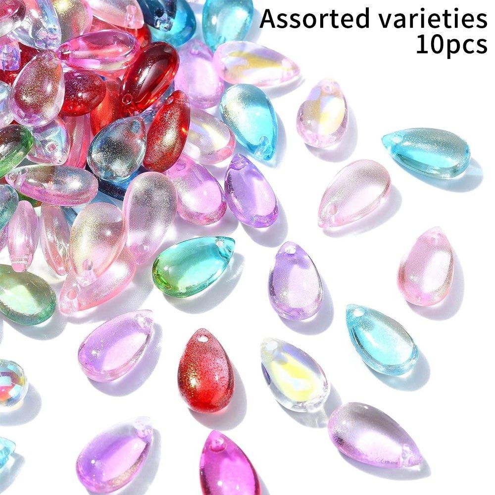 10/20/30pcs Glass Material Random Color Transparent Glass Teardrop Pendant Droplet Pendant DIY Earrings Necklace Bracelet Foot Chain Accessories