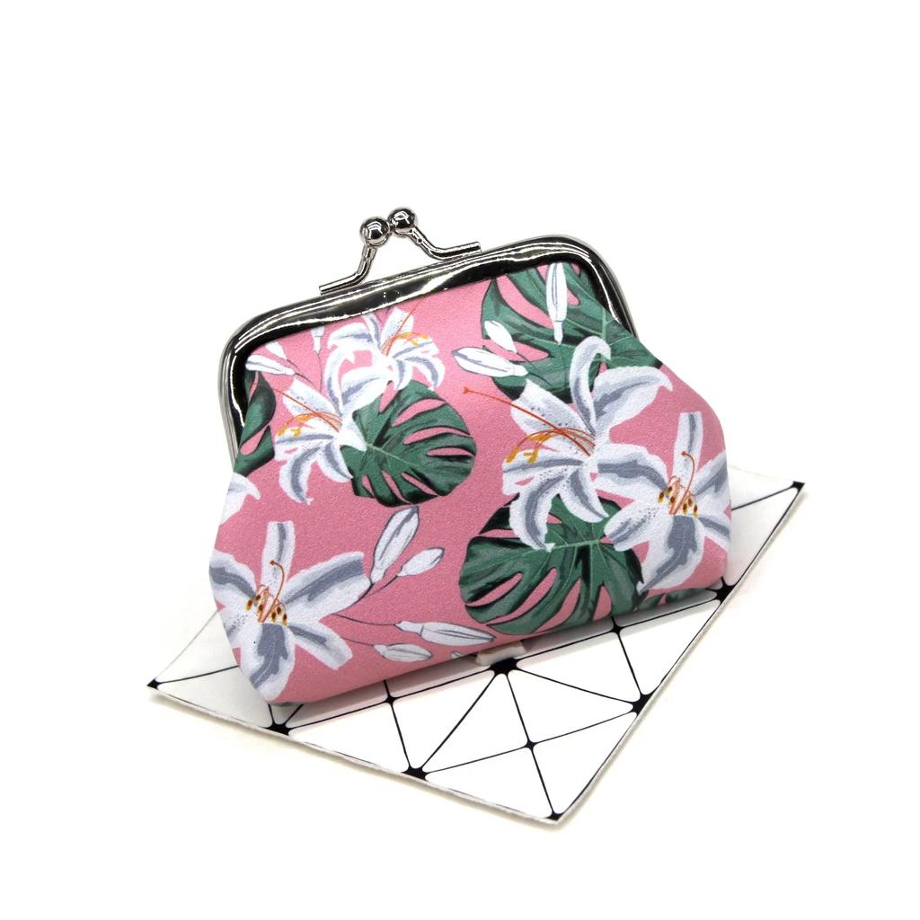 Fashion Flower Printing Coin Purses Girl Hasp Zero Wallet Ladies Purse Female Mini Money Bag PU Leather Key Card Holder Wallet