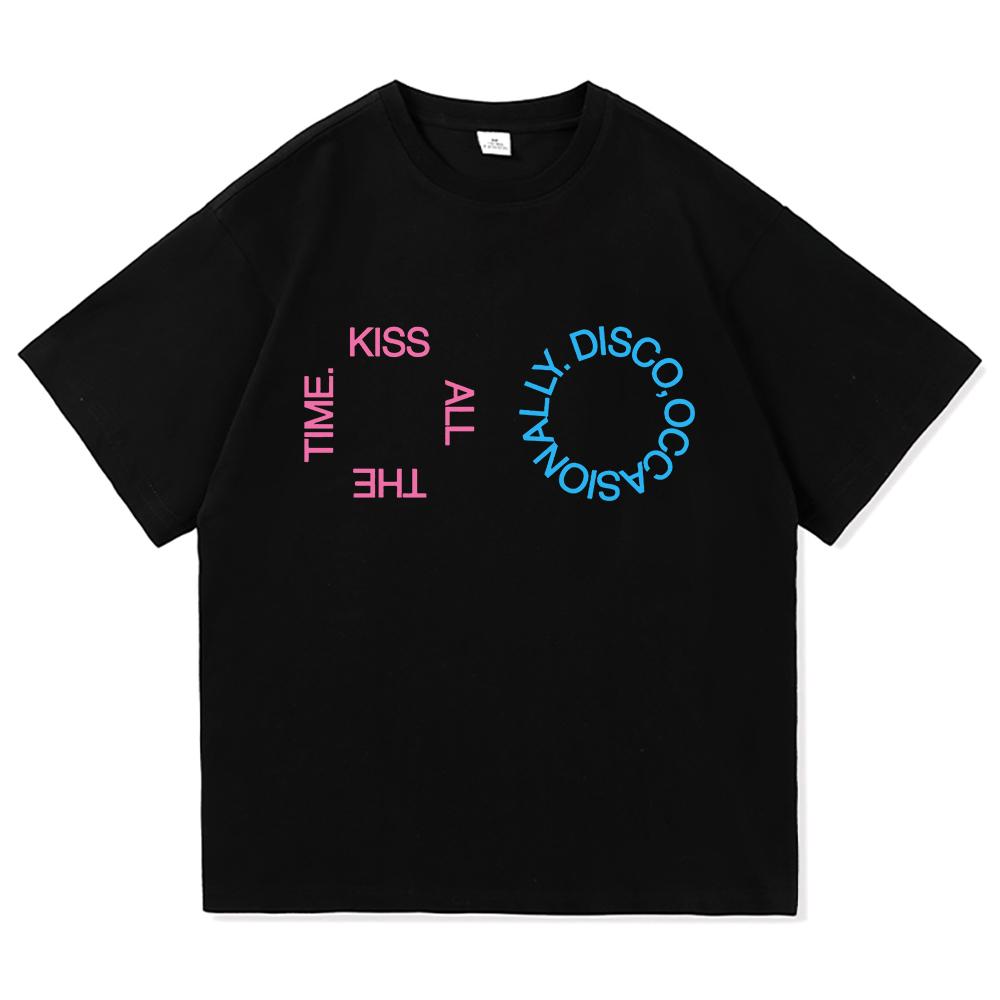 2026 Новый Альбом Kiss All The Time Диско Случайная Футболка Мужская Женская Одежда Харадзюку Высокое Качество Топы Хлопковые Футболки Винтажные