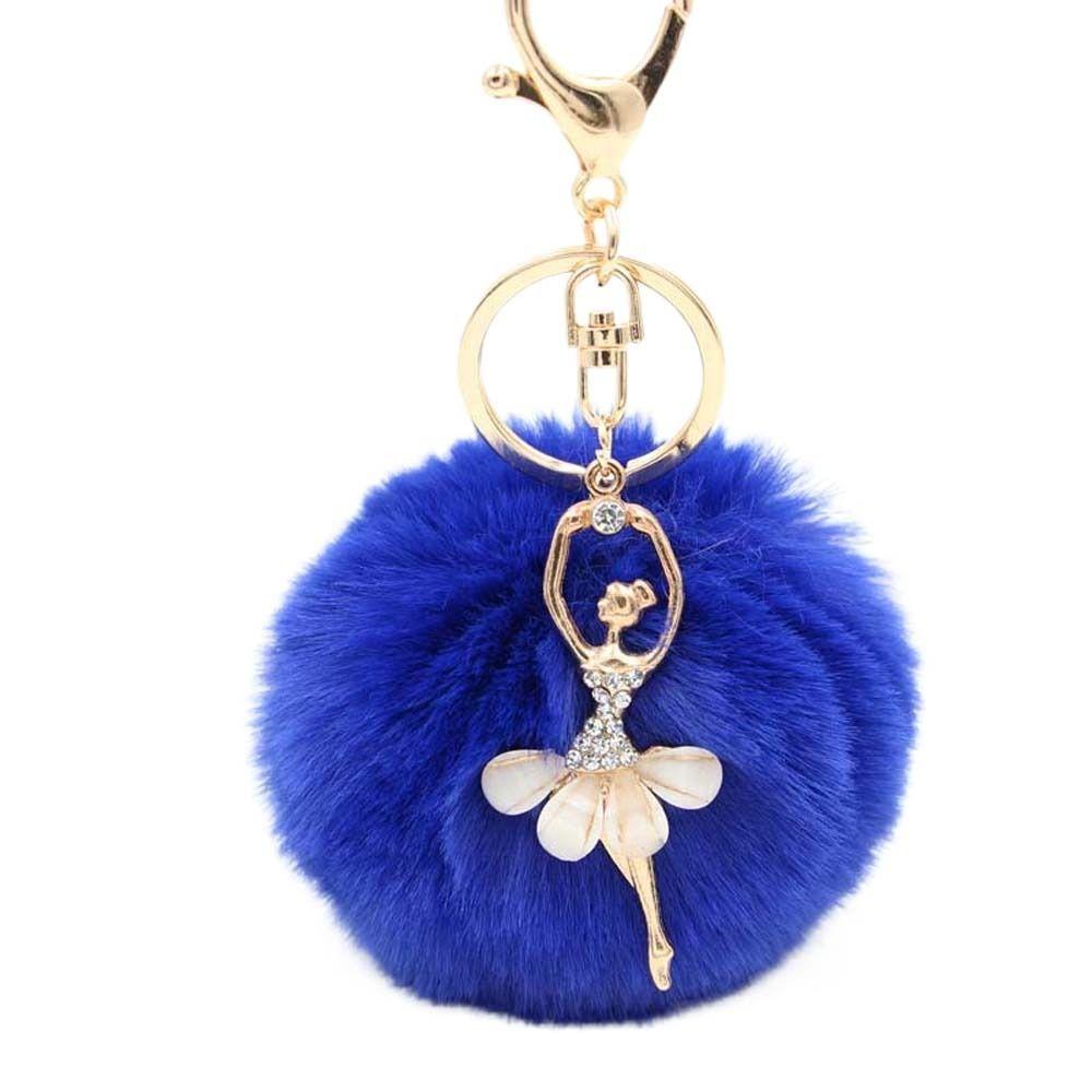 Key Ring Ballet Angel Girl keychain Little Angel Car keychain Fake Fur Key Chain Fur Ball Keyring