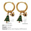 Stainless Steel Cartoon Christmas Tree & Elk Ear Cuff Earrings
