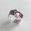 925 Sterling Silver Rings for Women Couple Minimalist Handmade Simple Retro Red Stone Ring Fine Jewelry Gift Prevent Allergy