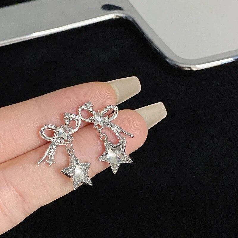 Новые модные серьги с микро-инкрустацией из циркона и бантом и звездой для женских ювелирных изделий