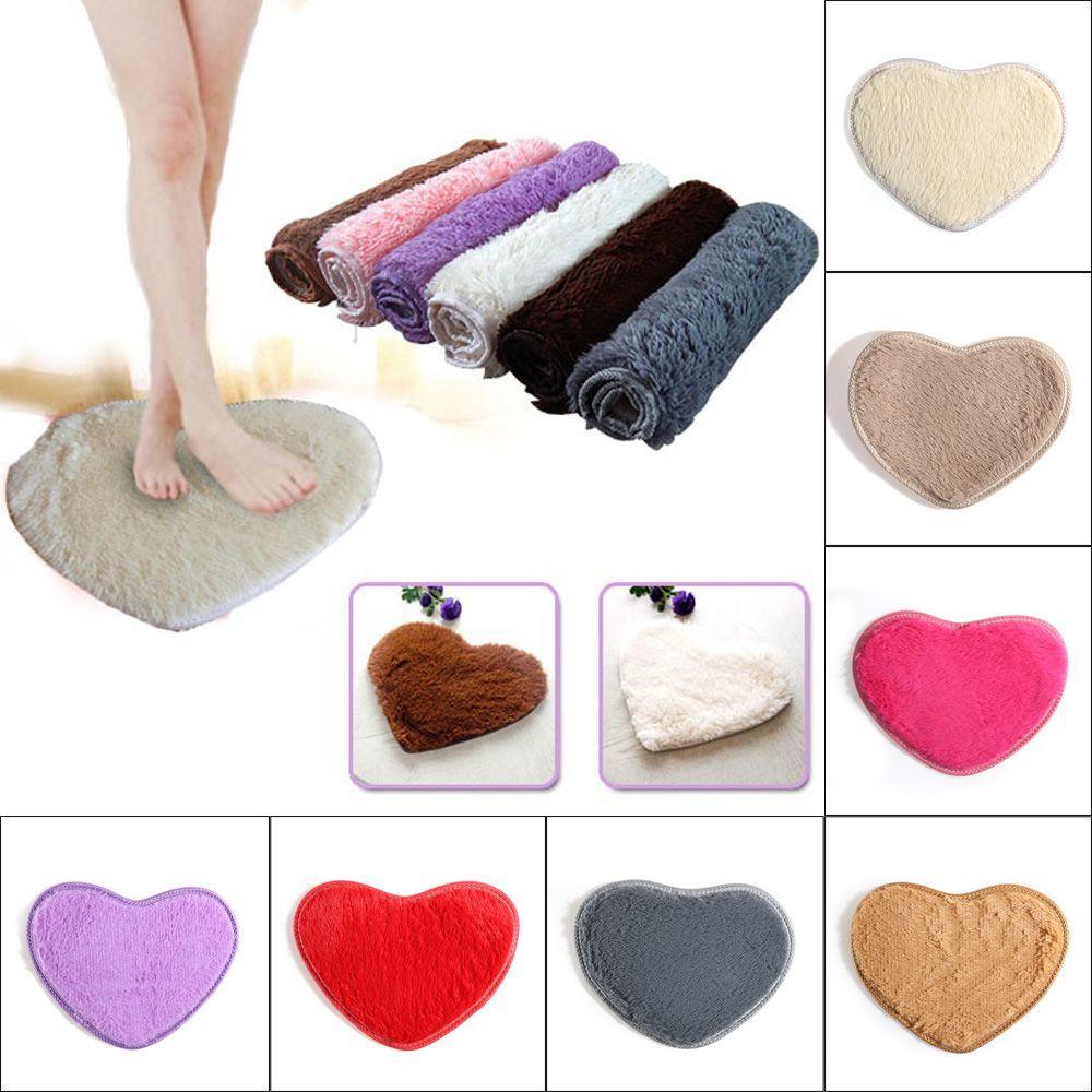 40x30cm Fashion Plush Floor Nonslip Memory Foam Heart Mat Flannel Carpet Bath Rug