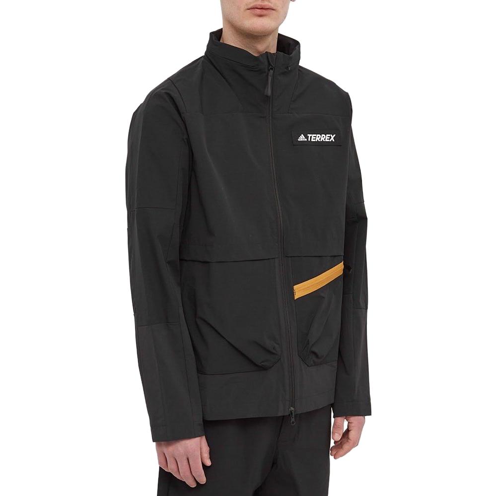 adidas Однотонная мужская куртка с капюшоном и логотипом на молнии, черная HE5204