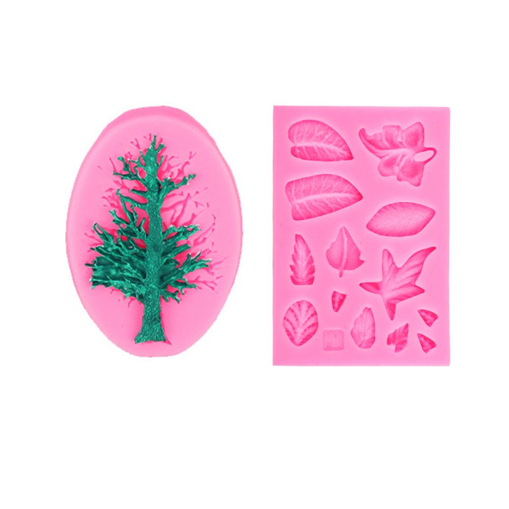 Large & Small Leaf Shaped Christmas Tree Fondant and Chocolate Mold