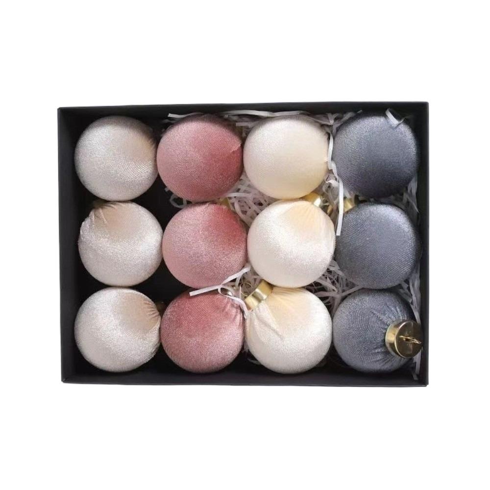 12 шт./НАБОР 6 см Бархатные Рождественские Шары Набор Пластиковый Фестиваль Рождество Флокированные Шары Подвеска Бархатный Красный Зеленый