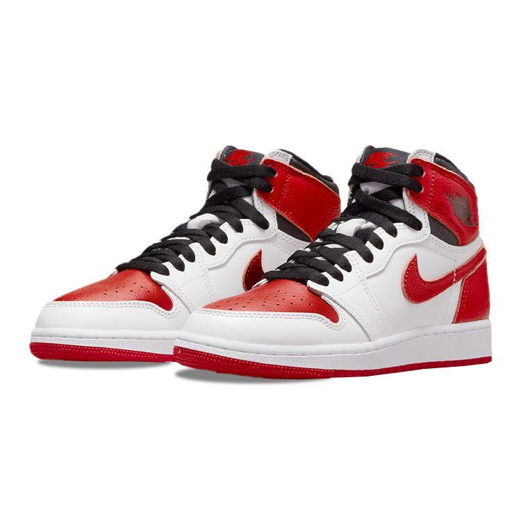 Детские кроссовки Air Jordan 1 Retro High OG GS Heritage Red White University-Red 575441-161