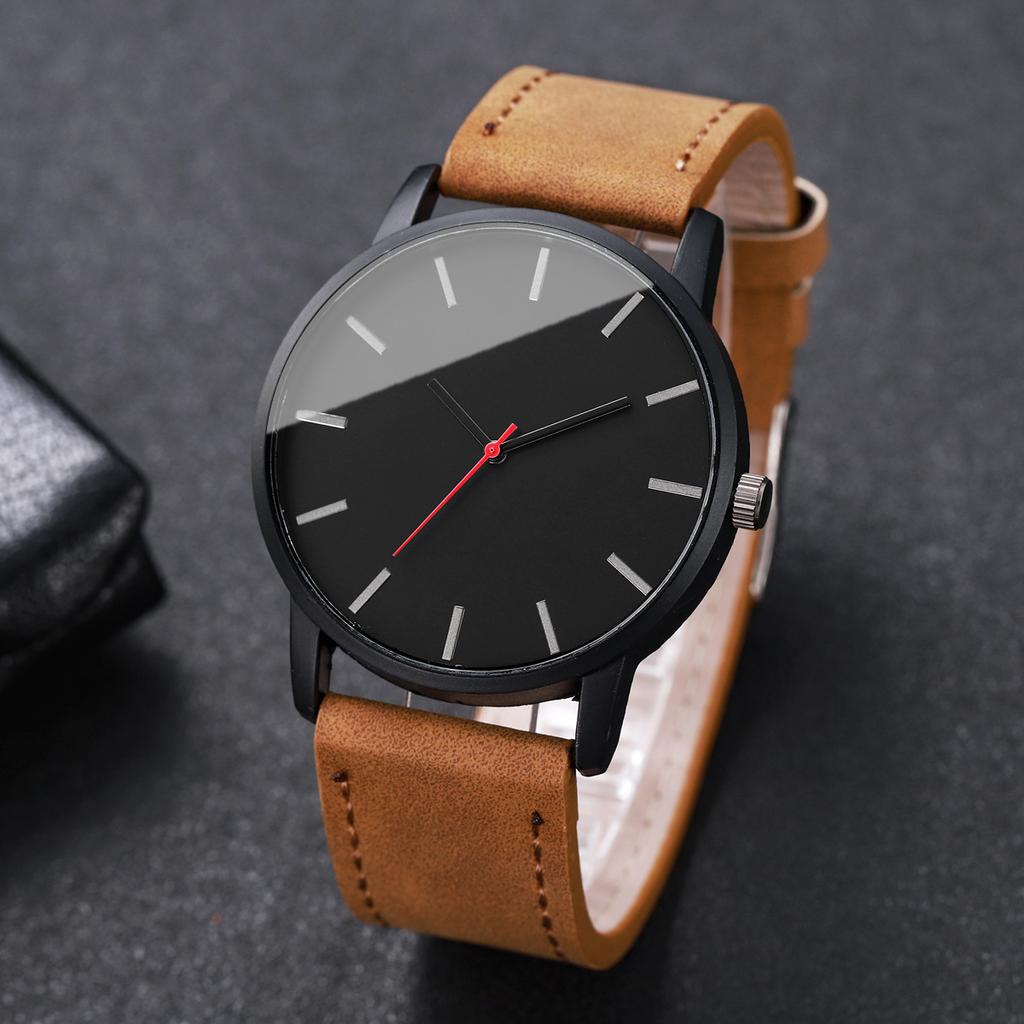 2 шт. Мужские часы Джентльмен Простые Классические Круглый Циферблат Кварцевые Часы Мужской Ремешок из Искусственной Кожи Имитация Набора Часов