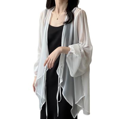 Женские летние тонкие французские топы, свободный кардиган, солнечная куртка с шалью