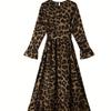 Leopard Print Long-Sleeve Women's Fashion Robe - Middle Eastern Style