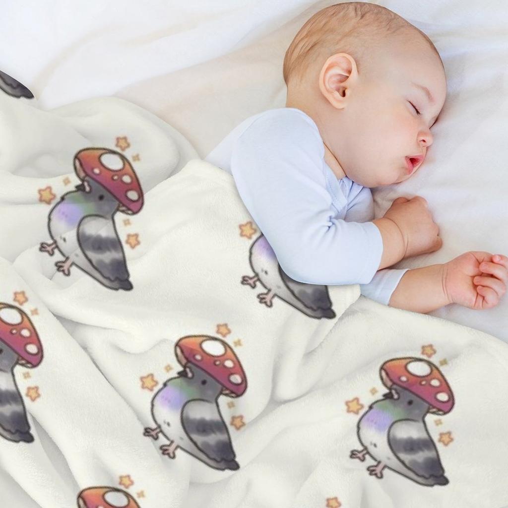Mushroom Pigeon with stars Throw Blanket Quilt Travel for winter decorative Blankets