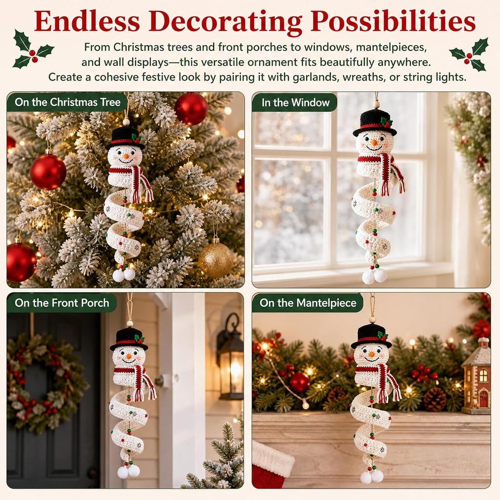 DIY Material Pack with Snowflake and Bead Spiral Snowman Crochet | Beginner-friendly with step-by-step tutorial soft yarn handmade products Christmas