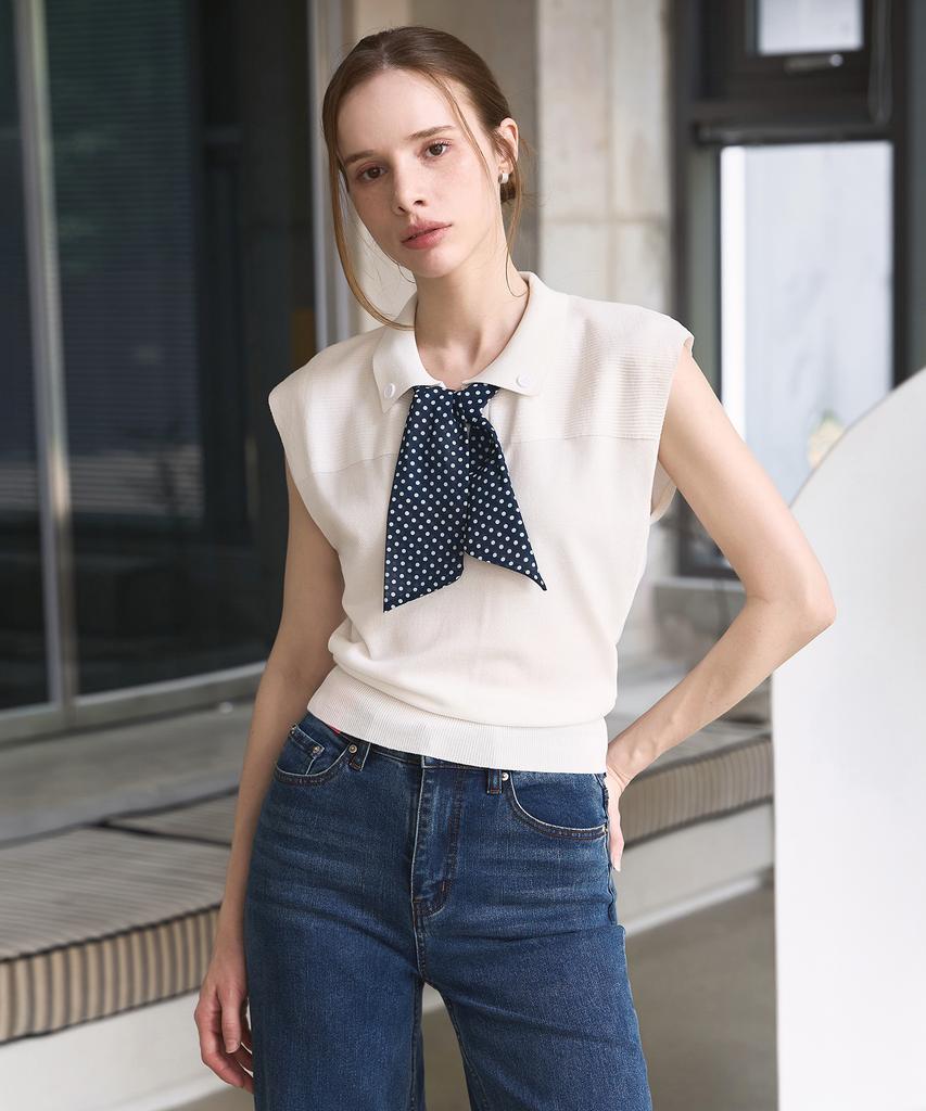 HYFVE Dot Ribbon Point Sleeveless Knit Top