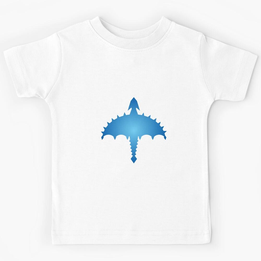 Blue Abstract Digital Cyber Heavy Metal Dragon Design Kids T-Shirt