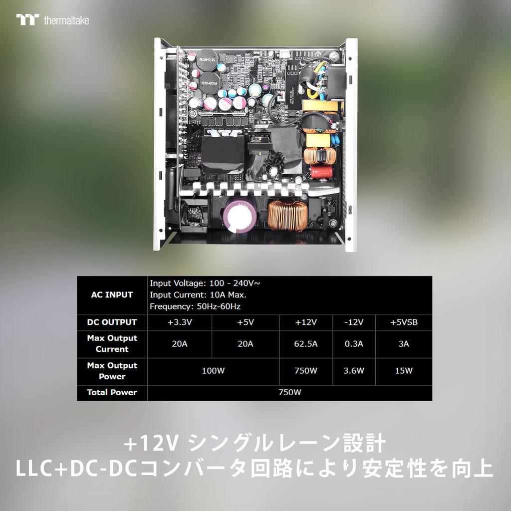 Thermaltake TOUGHPOWER GT 750W Snow ATX 3.1/PCI Express 5.1 Compatible 80PLUS GOLD PC Power Supply Unit White PS-TPT-0750FNFAGJ-W PS1502