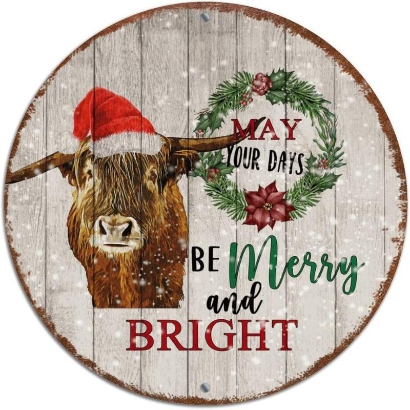 Witch Broom Halloween Sign, Round Aluminum Wall Plaque 20x20cm