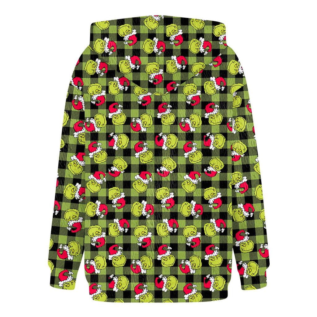 Women's Hooded Long Sleeve Christmas Printed Flannel Top Hooded Sweatshirt