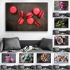 Colored Red Green Macaron Oil Painting Dessert Restaurant Wall Decoration Cuadros Poster