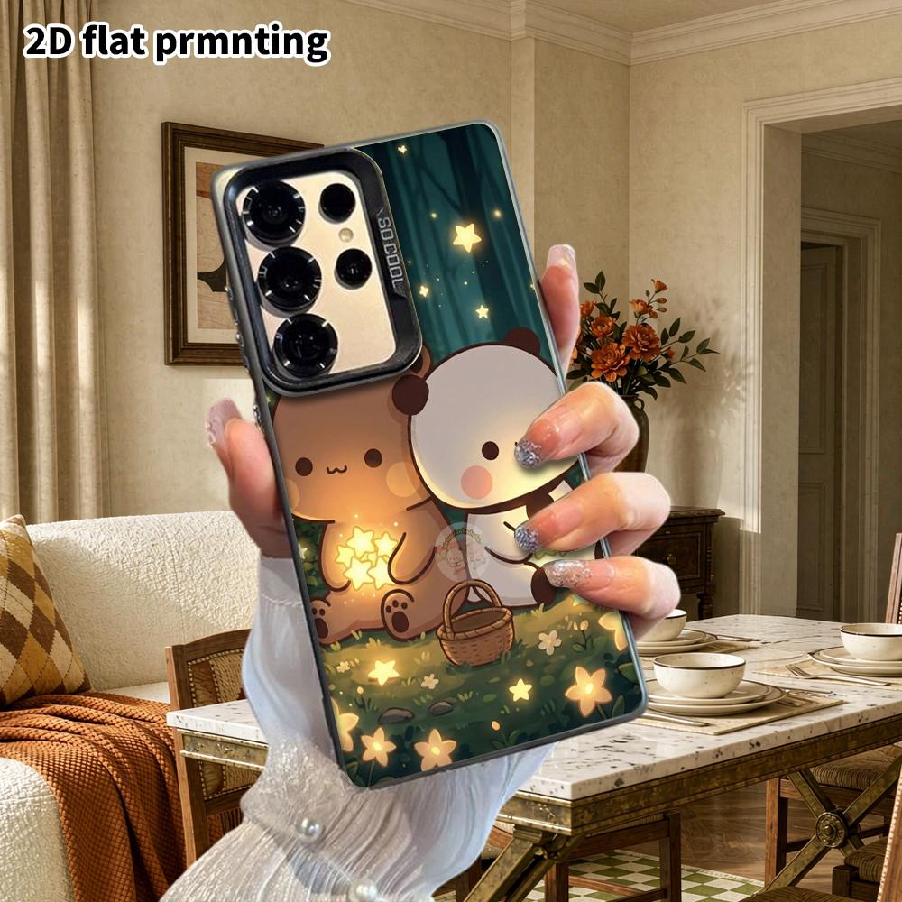 Phone Case: 2D Flat Samsung Galaxy A34 A35 M05 M06 S20 S22 S21 FE Plus 5G Protective Case, Couple Style, Starry Little Bear Panda, Christmas and Hallo
