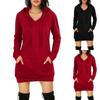 Women Casual Long Sleeved Pocket Hooded Dress
