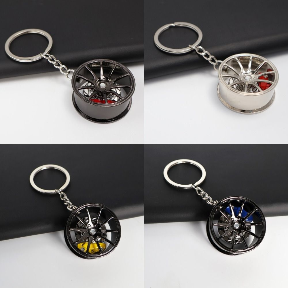 3D Wheel Hub Car Key Chain Fidget Toy Fingertip Gadget Keyring Lovely Gift