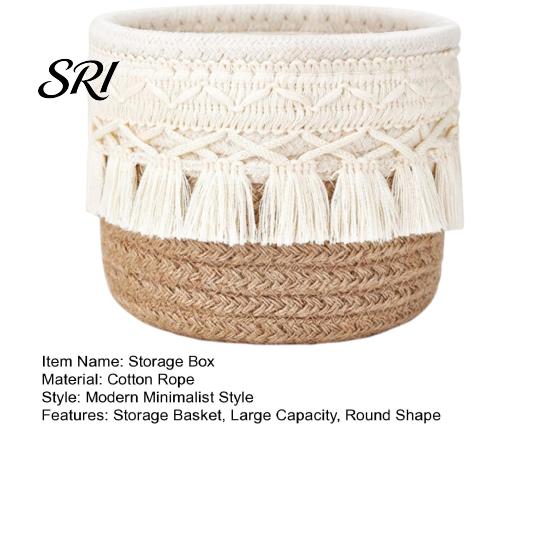 Thickened Material Box Storage Large Capacity Organizer Multipurpose Long-lasting Container Tassel Decor for Home Bedroom Living Room Durable