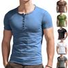 Men's Summer New Men Solid Color Button-down T-shirt Men