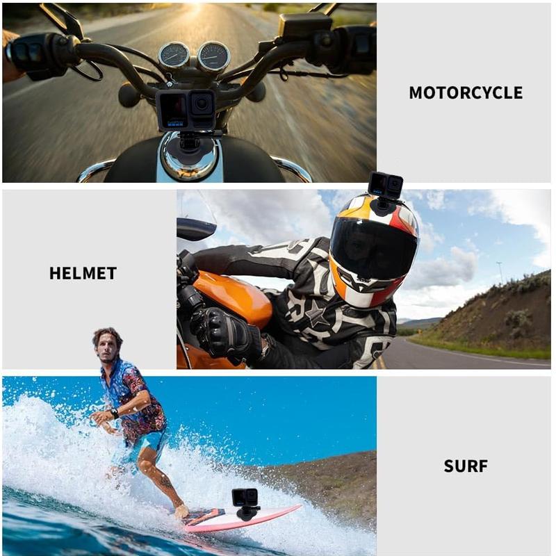 Adjustable Motorcycle Helmet Mount for Insta360 X5 X4 X3 Ace Pro GoPro 13 12 11 10 DJI Adhesive Fits Surfaces Action Camera Base