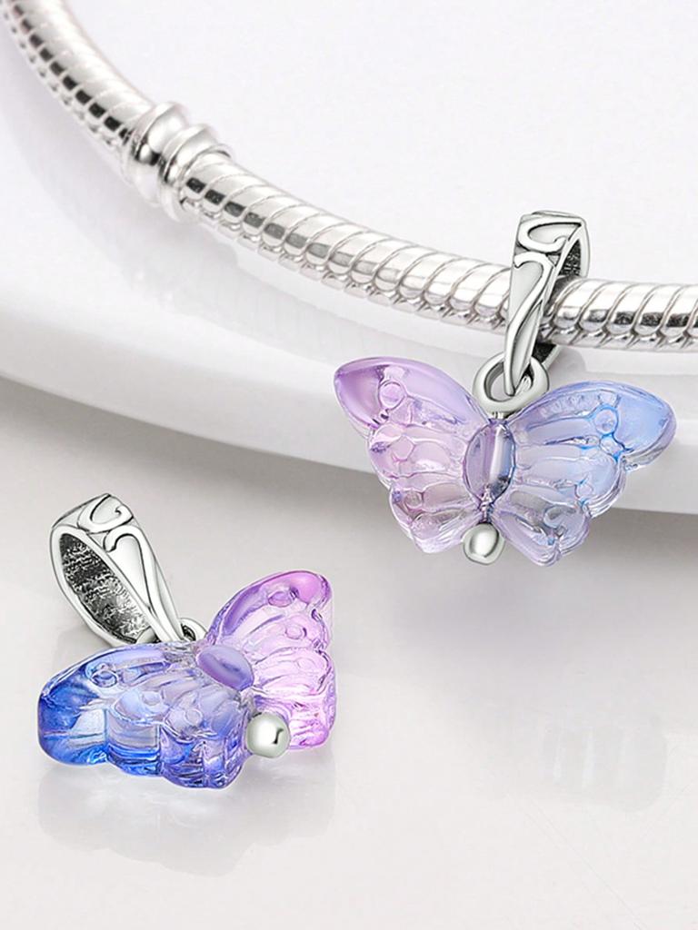 Синий светлячок Разноцветные бабочки Бусины Шарм Медное покрытие Подходит для шармов Медь Оригинальный браслет Для изготовления украшений DIY Шарм