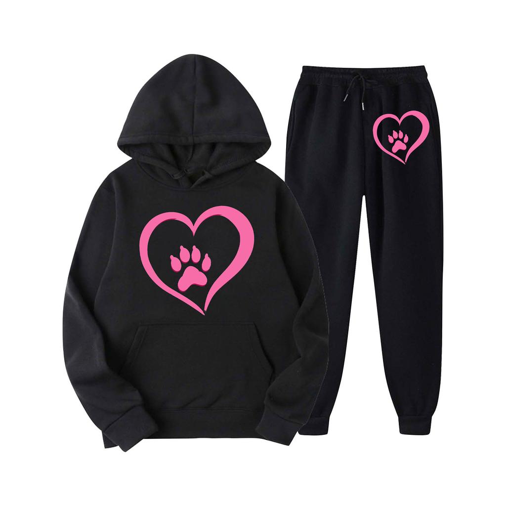 Mens Hooded Sports Tracksuit Unisex Two-Piece Running Outfits Long Sleeve Pullover Hoodies Sweatshirt+Sweatpants Set
