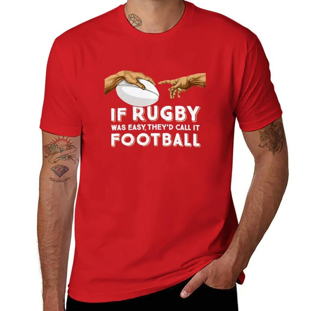 2026 Summer Unisexs Fun Rugby Pattern Letter Printed Round Neck Tshirt 100 Cotton Neutral Soft Breathable Short Sleeve