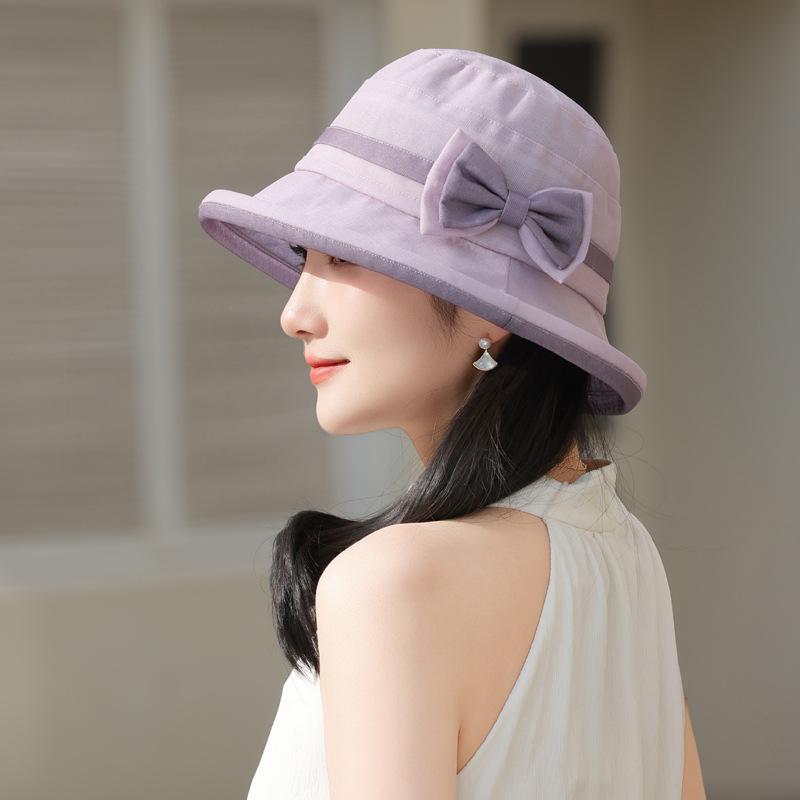 Летняя новая шляпа женская солнцезащитная солнцезащитная шляпа модный бант универсальная шляпа-ведро солнцезащитная солнцезащитная шляпа-панама