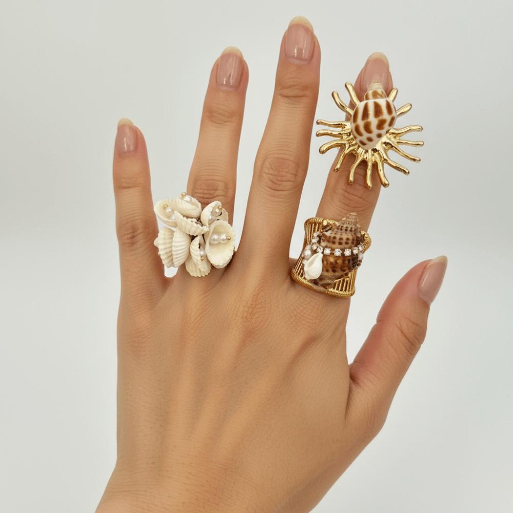 Adjustable Open Band Hermit Crab Statement Ring  Unique Gift for Marine Lovers