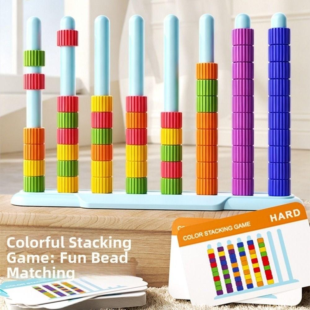 Plastic Stacking Rainbow Rings Educational Toy Reusable Color Matching Toy Home Play