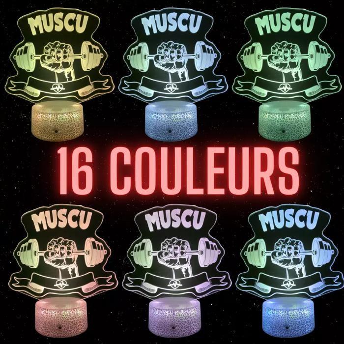 Lampe De Chevet 3D LED - Muscu - Multicolore - Tactile - Télécommande - Décorative