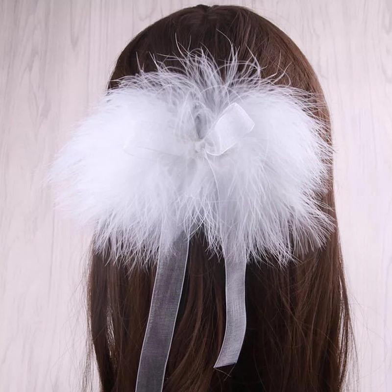 2Pcs Fairy White Feather Hair Clip Headdress Wedding For Women Girls Daily Personality Sweet Feather Barrettes Hair Accessories