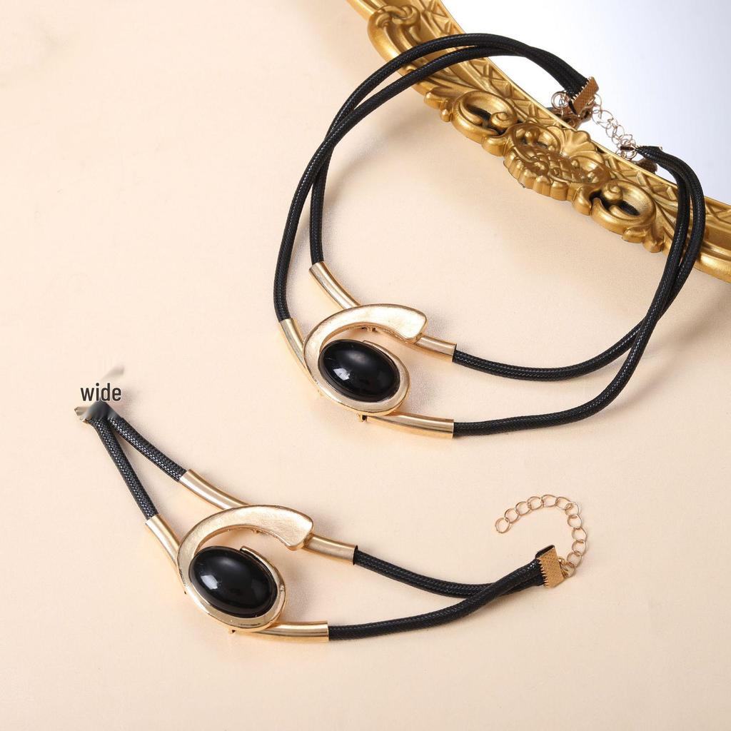Богемный акриловый набор украшений «Улитка», «Овальный глаз»: Женское ожерелье и браслет из вощеного шнура