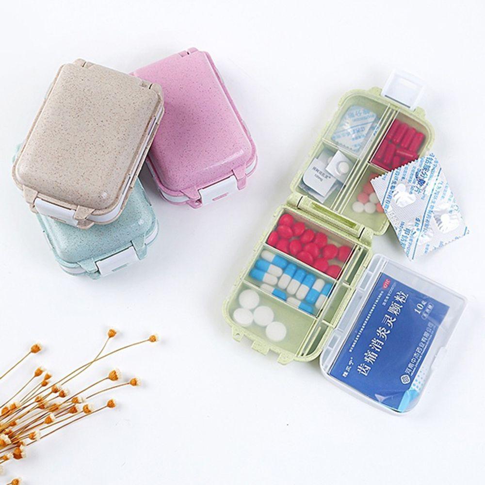 3-Layer Degradable Mini Dispenser Wheat Straw Medicine Storage Pill Boxes Travel Sealed