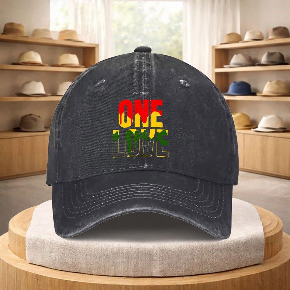 Регги-принт One Love, стираная бейсболка, регулируемая, хлопковая, для активного отдыха, унисекс