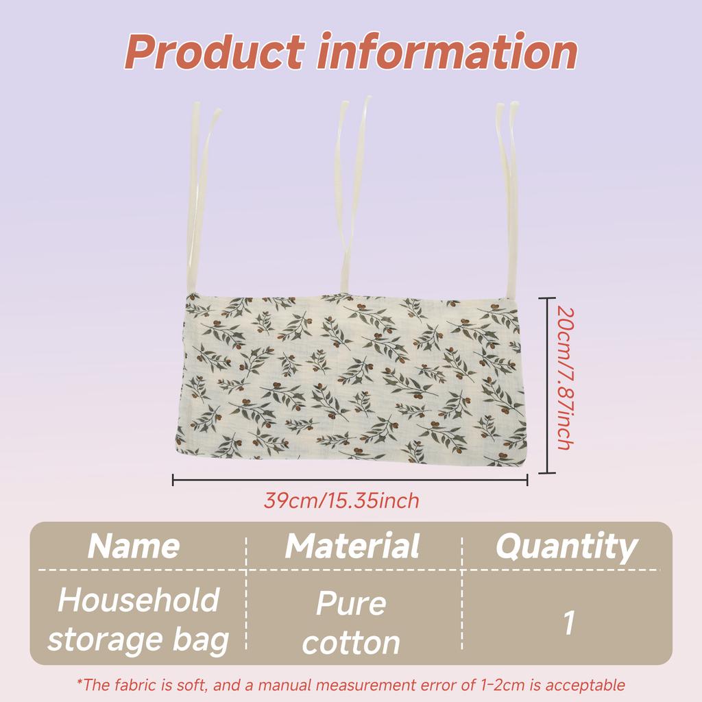 Подвесная сумка для хранения вещей у детской кроватки, хлопковая, с двумя карманами, мягкий органайзер для детской кроватки, сумка для хранения подгузников, прорезывателей, салфеток и игрушек.